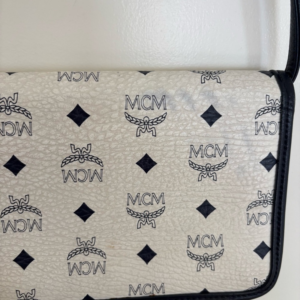 Authentic MCM Visetos Black and White Crossbody Bag- handmade in Germany - Picture 9 of 10